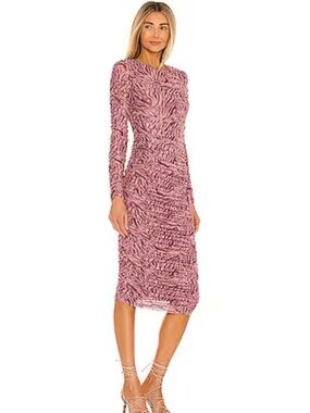 Revolve Michael Costello Shirred Midi Dress Mauve Pink